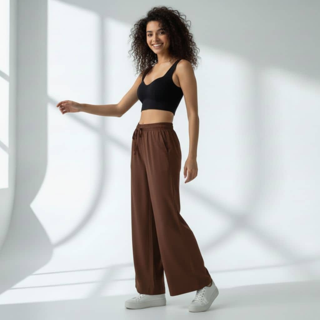 The Solid Coffee Cotton Wide Leg Pant