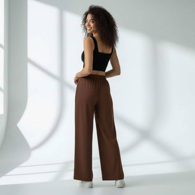 The Solid Coffee Cotton Wide Leg Pant