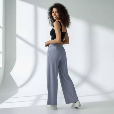The Solid Light Blue Cotton Wide Leg Pant