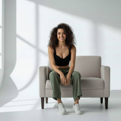 The Solid Olive Cotton Wide Leg Pant