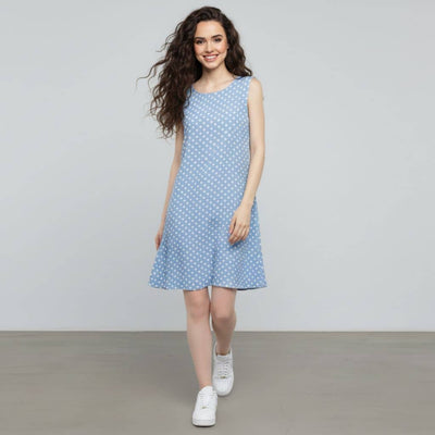 The Polka dot Viscose WFH A-Line Dress
