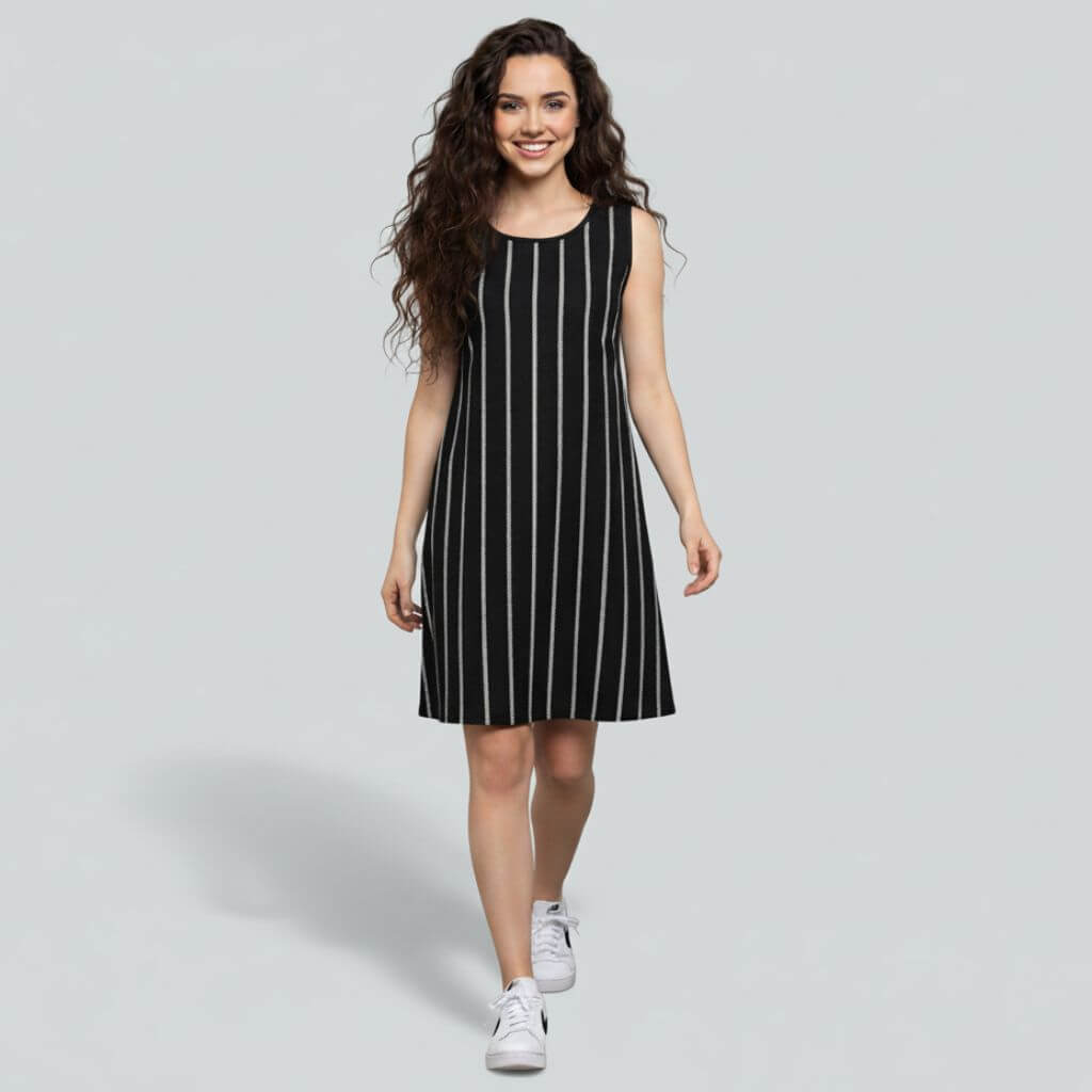 The Zig-Zag Stripe Viscose WFH A-Line Dress