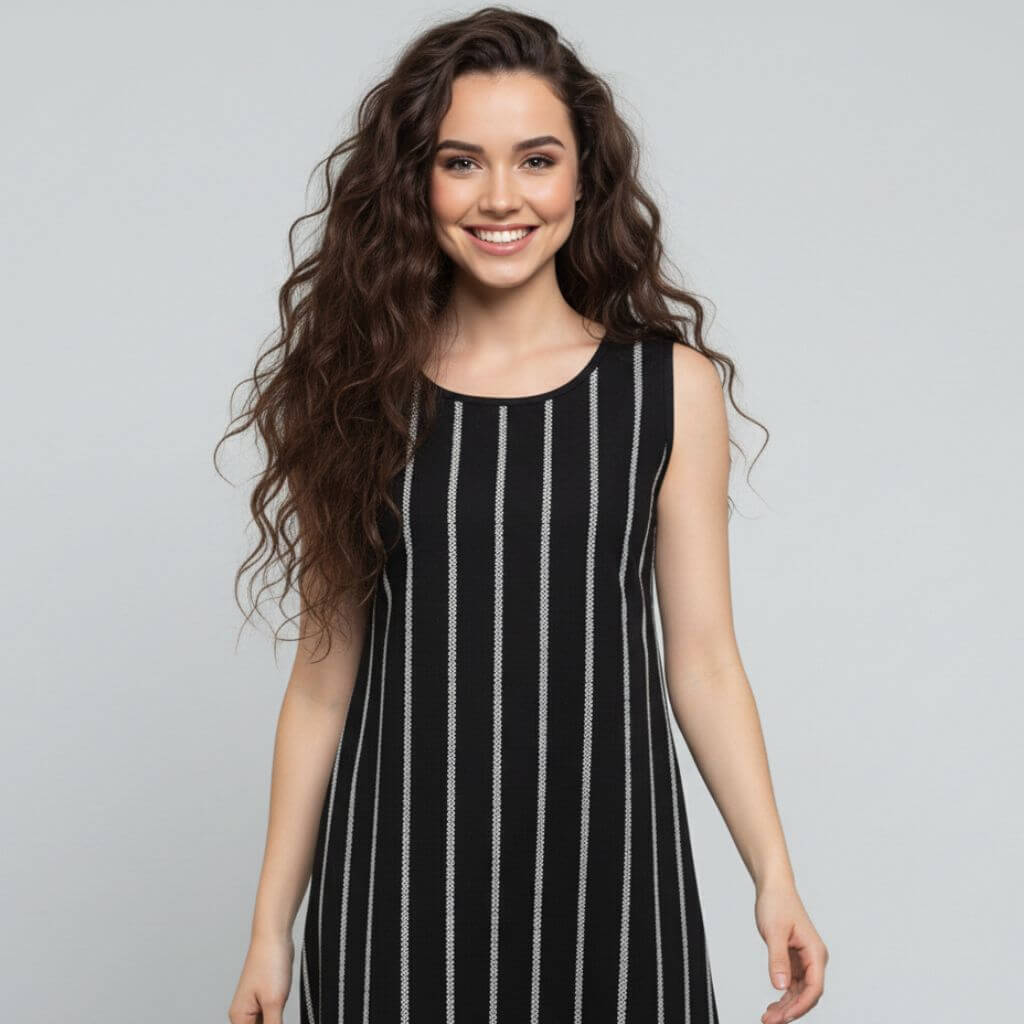 The Zig-Zag Stripe Viscose WFH A-Line Dress
