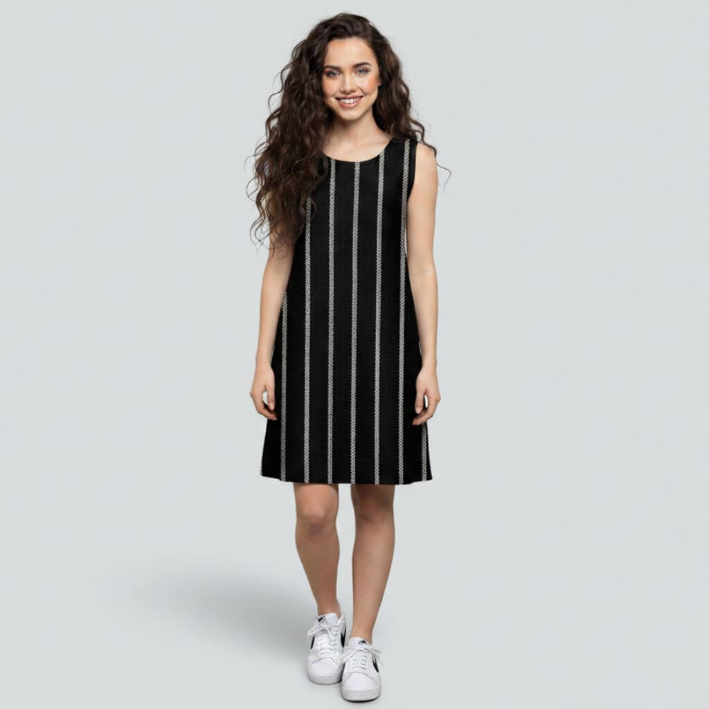 The Zig-Zag Stripe Viscose WFH A-Line Dress