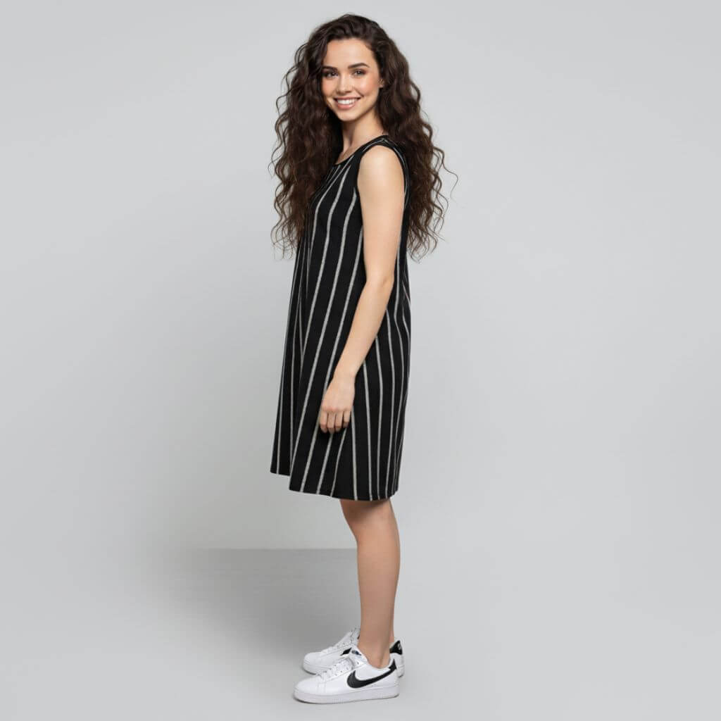 The Zig-Zag Stripe Viscose WFH A-Line Dress