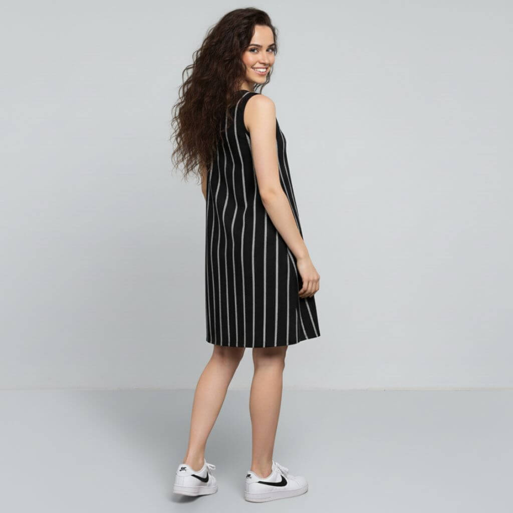 The Zig-Zag Stripe Viscose WFH A-Line Dress