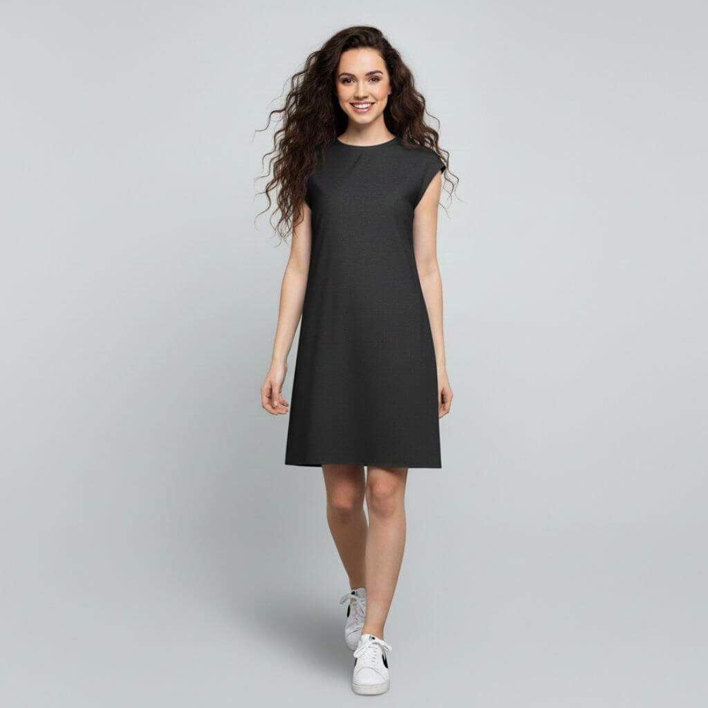 The Chambray Denim Solid WFH A-Line Dress