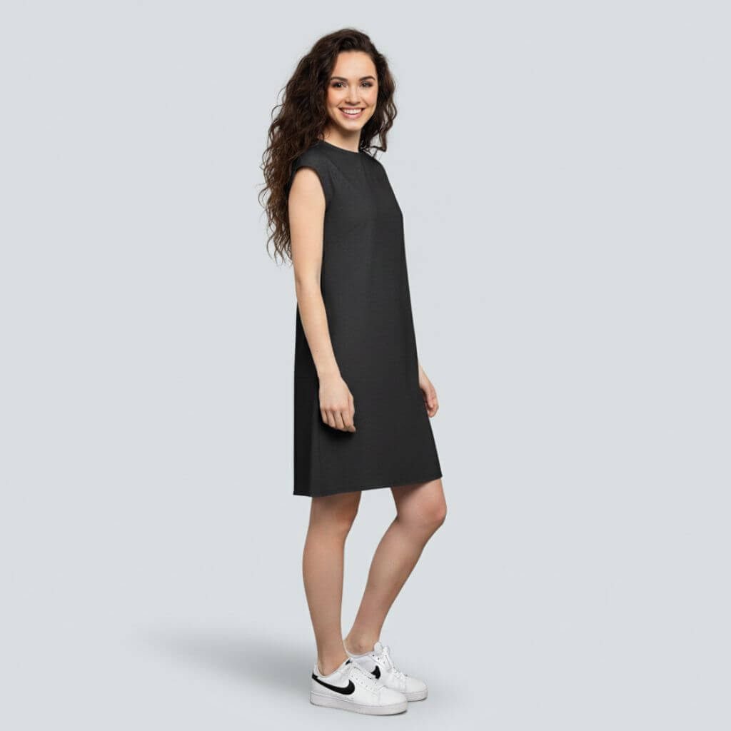 The Chambray Denim Solid WFH A-Line Dress