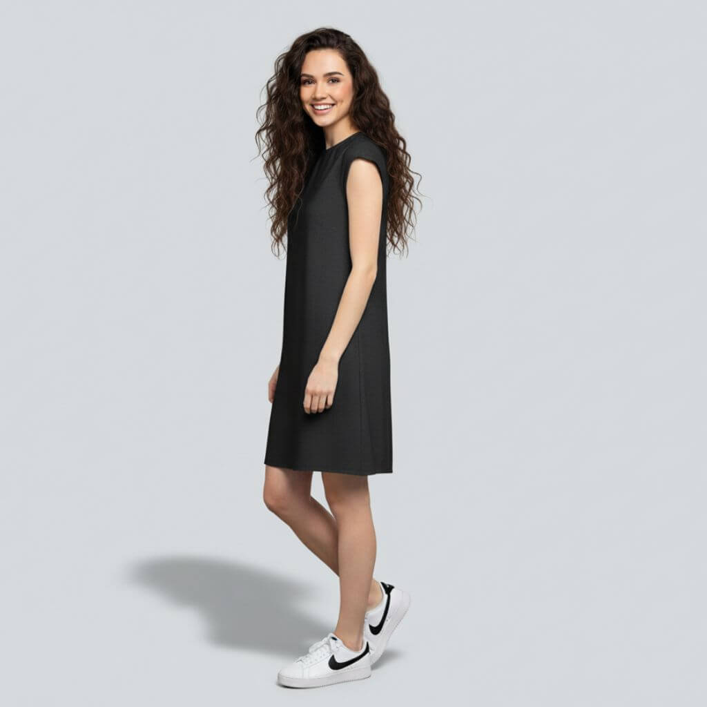 The Chambray Denim Solid WFH A-Line Dress