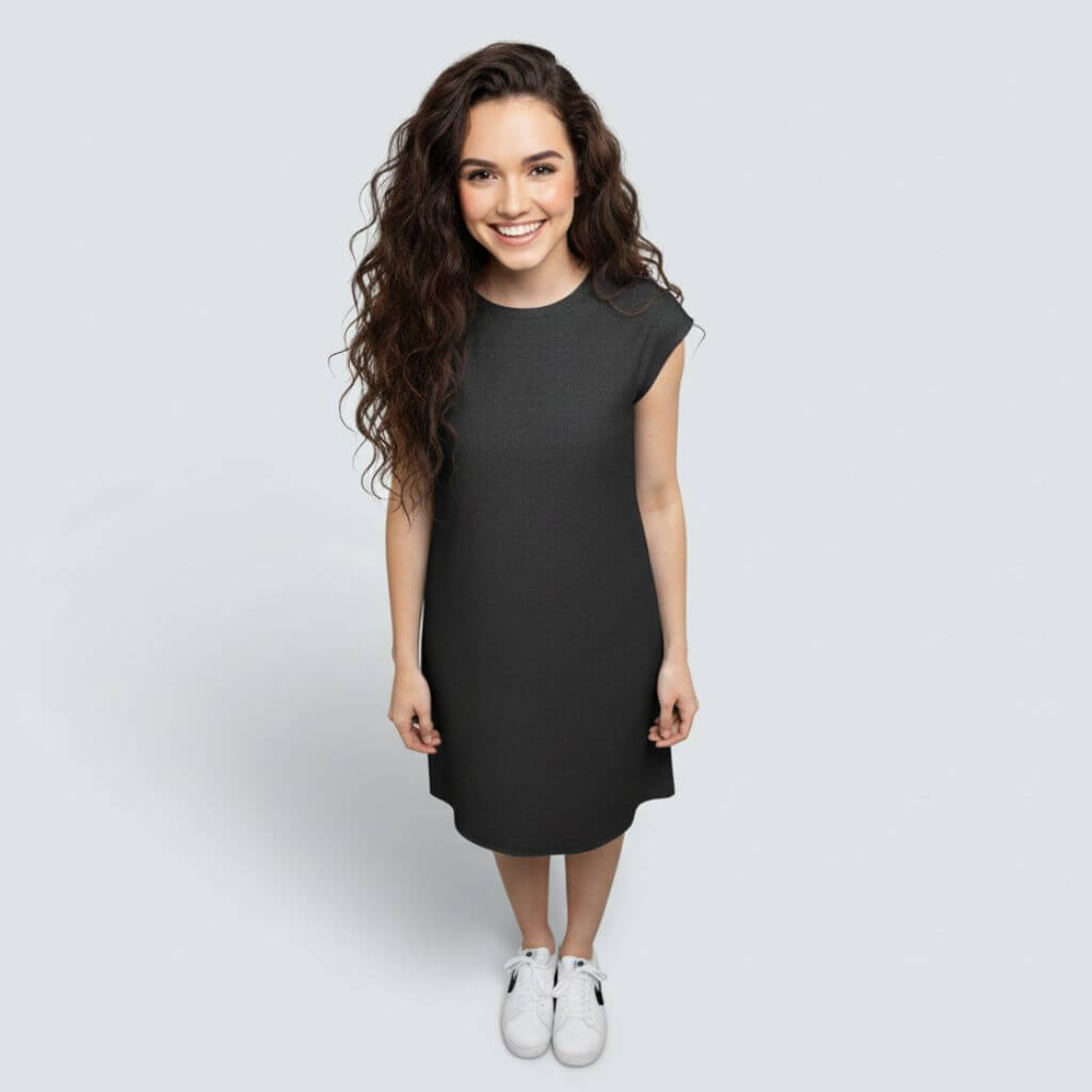 The Chambray Denim Solid WFH A-Line Dress