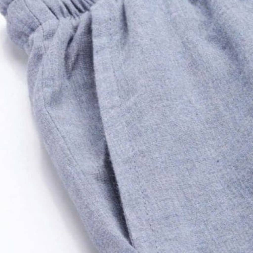 The Solid Light Blue Cotton Wide Leg Pant