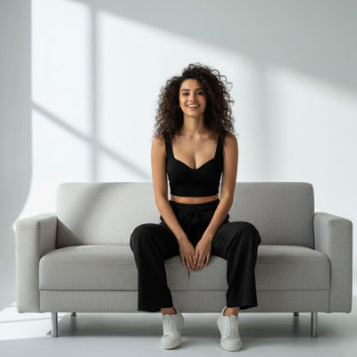 The Solid Black Cotton Wide Leg Pant