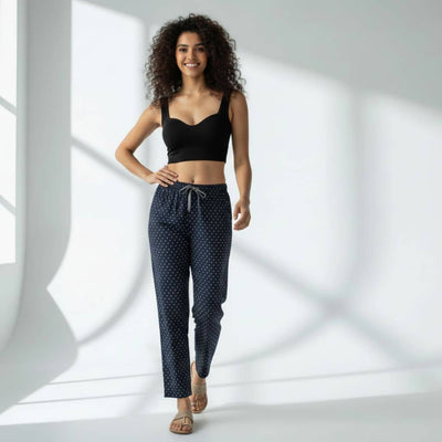 The Polka Nevy Tapered Straight Fit Pant