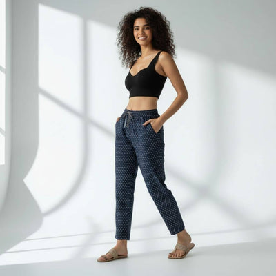 The Polka Nevy Tapered Straight Fit Pant