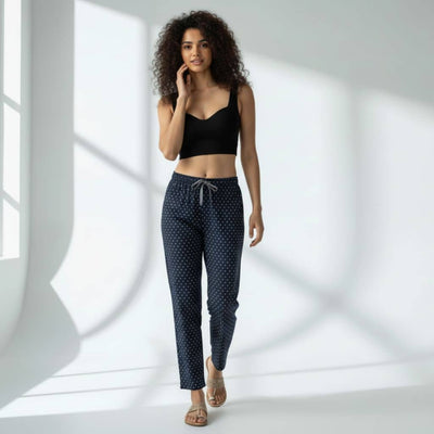 The Polka Nevy Tapered Straight Fit Pant