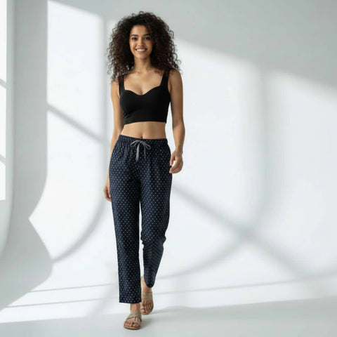 The Polka Nevy Tapered Straight Fit Pant