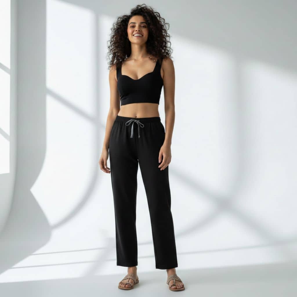 The Solid in Black Tapered Straight Fit Pant