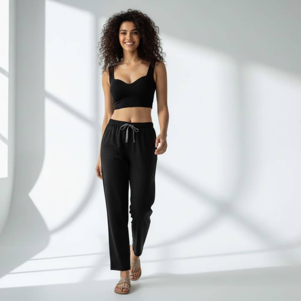 The Solid in Black Tapered Straight Fit Pant