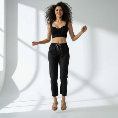 The Solid in Black Tapered Straight Fit Pant