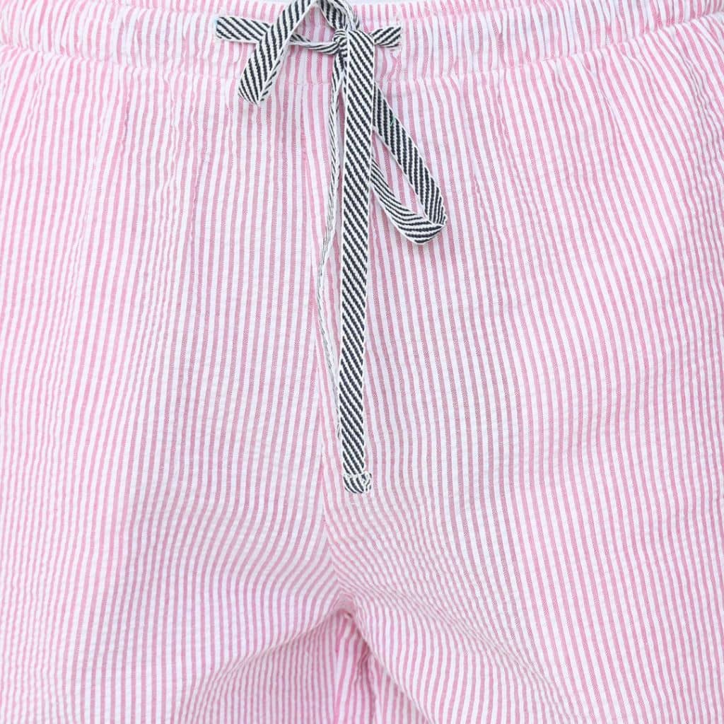 The Seersucker Pink Cotton Tapered Straight Fit Pant