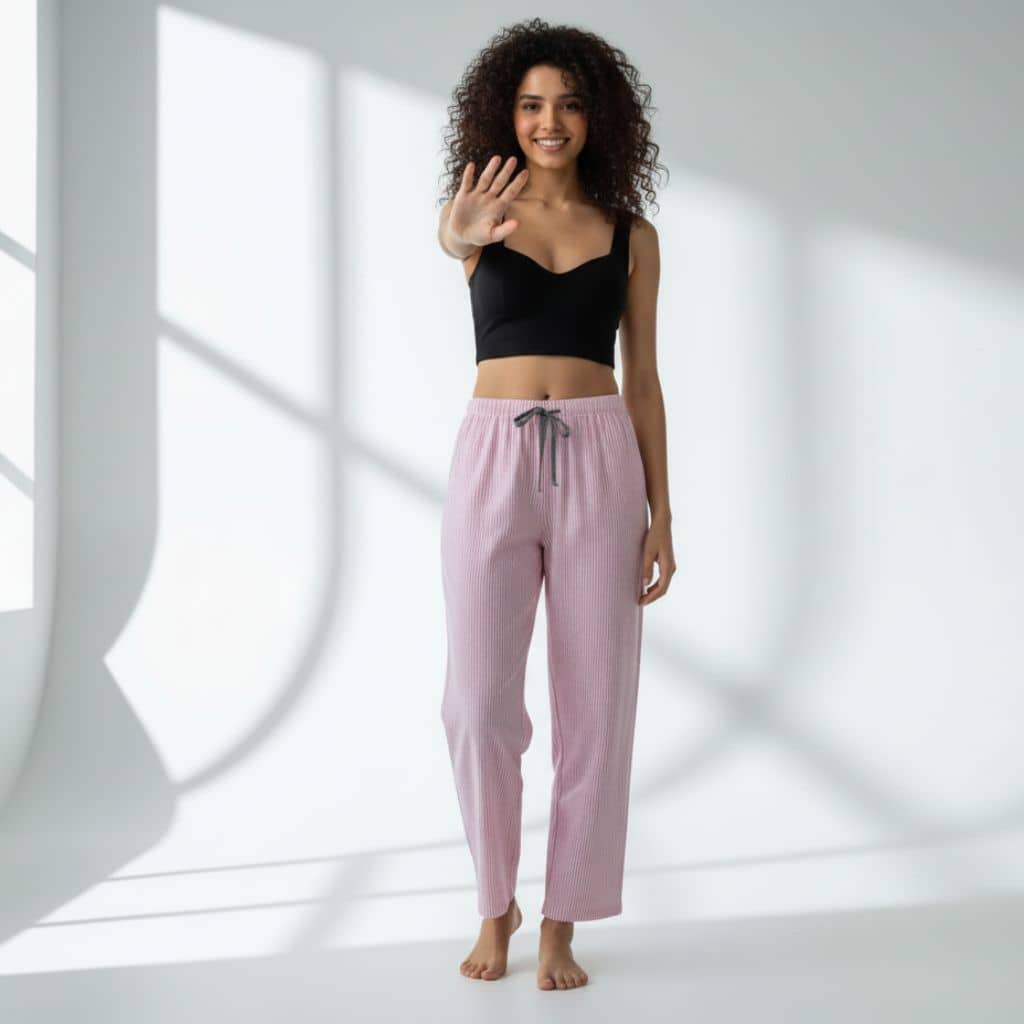 The Seersucker Pink Cotton Tapered Straight Fit Pant