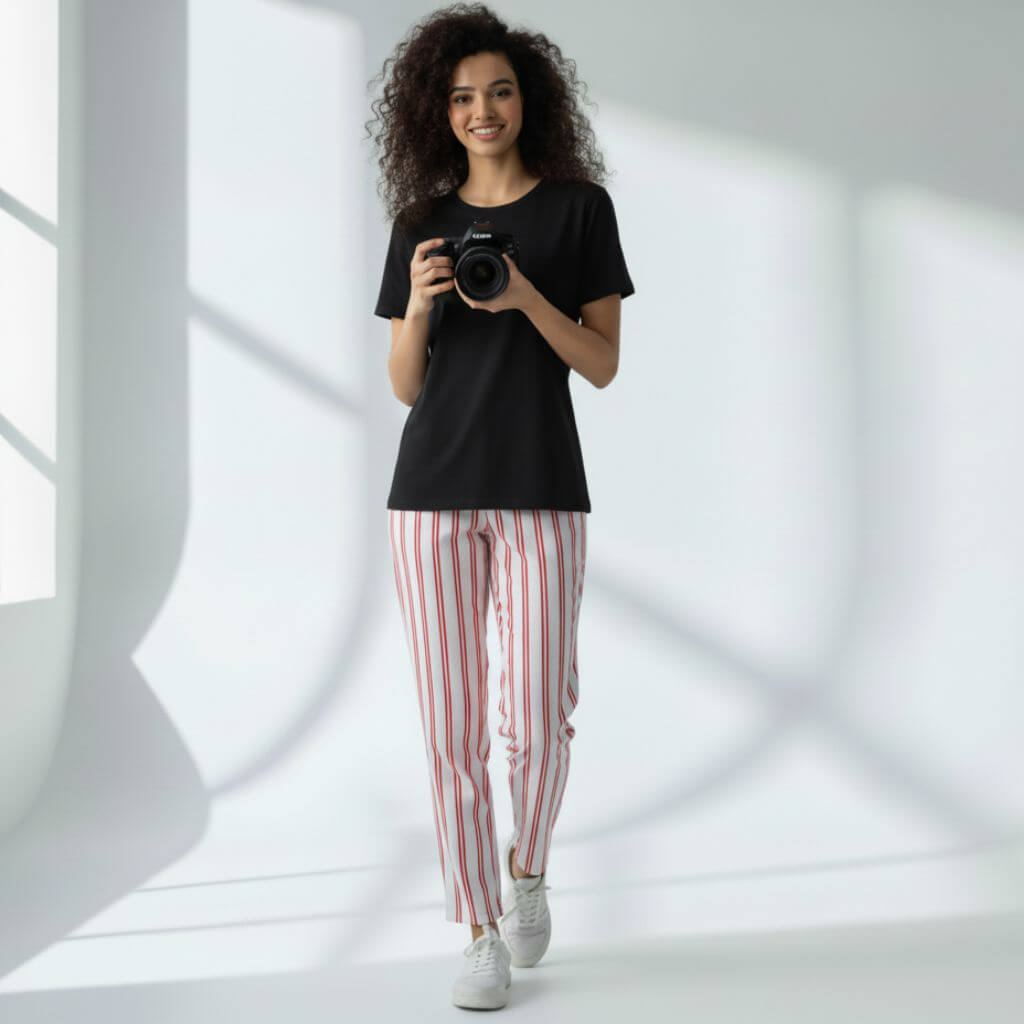 The Vertical Stripes Tapered Straight Fit Pant