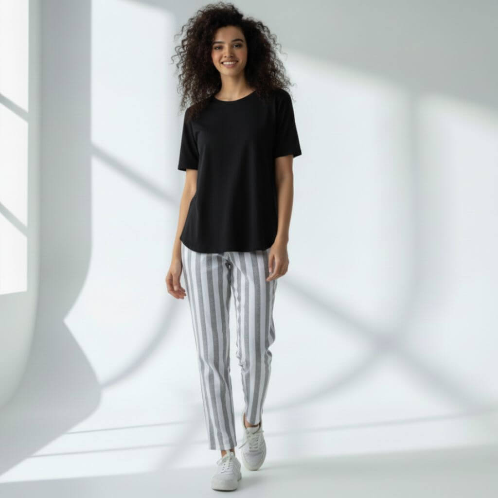 The Vertical Stripes Tapered Straight Fit Pant