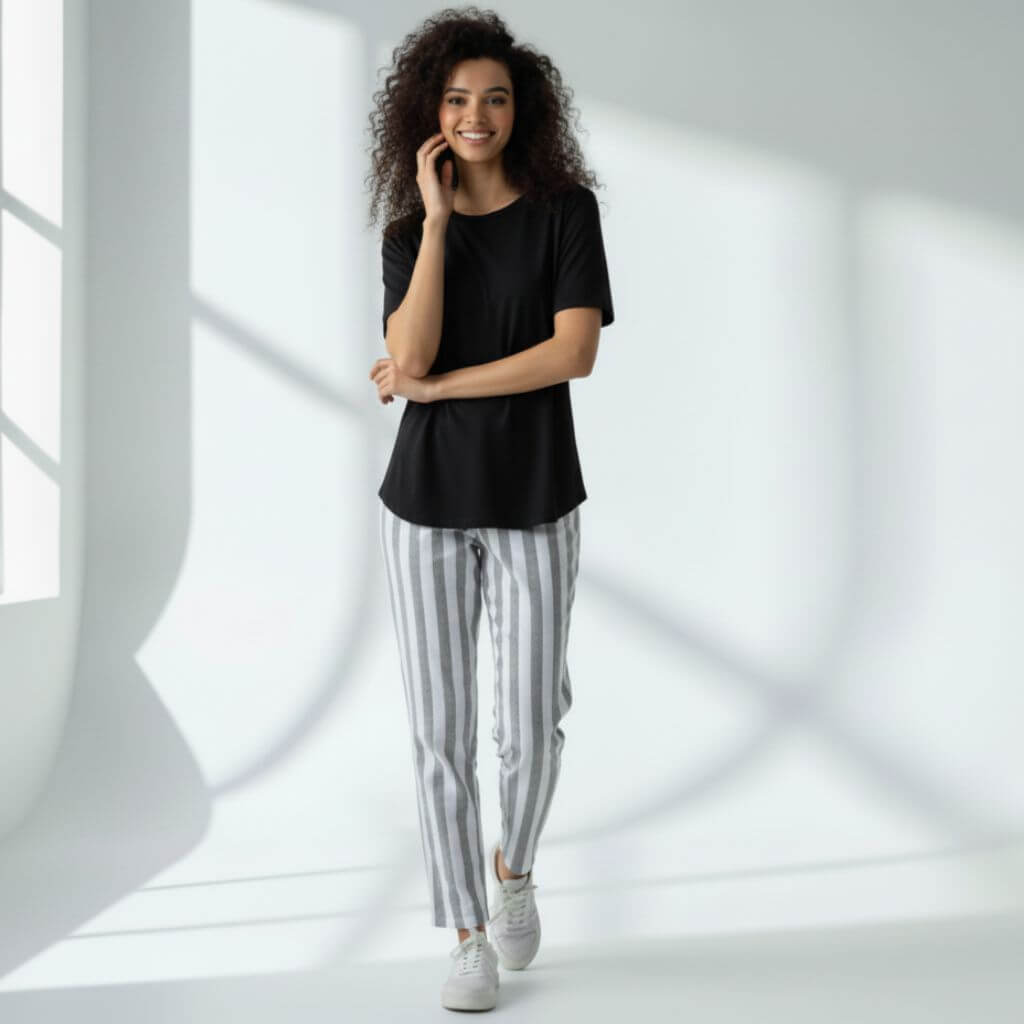 The Vertical Stripes Tapered Straight Fit Pant