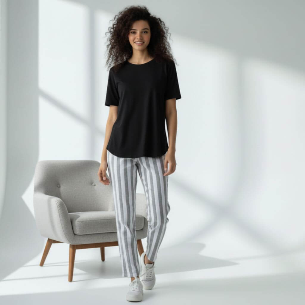 The Vertical Stripes Tapered Straight Fit Pant