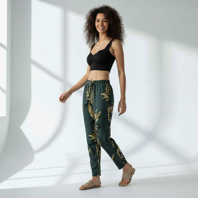 The Tropical Leaf Green Tapered Straight Fit Pant