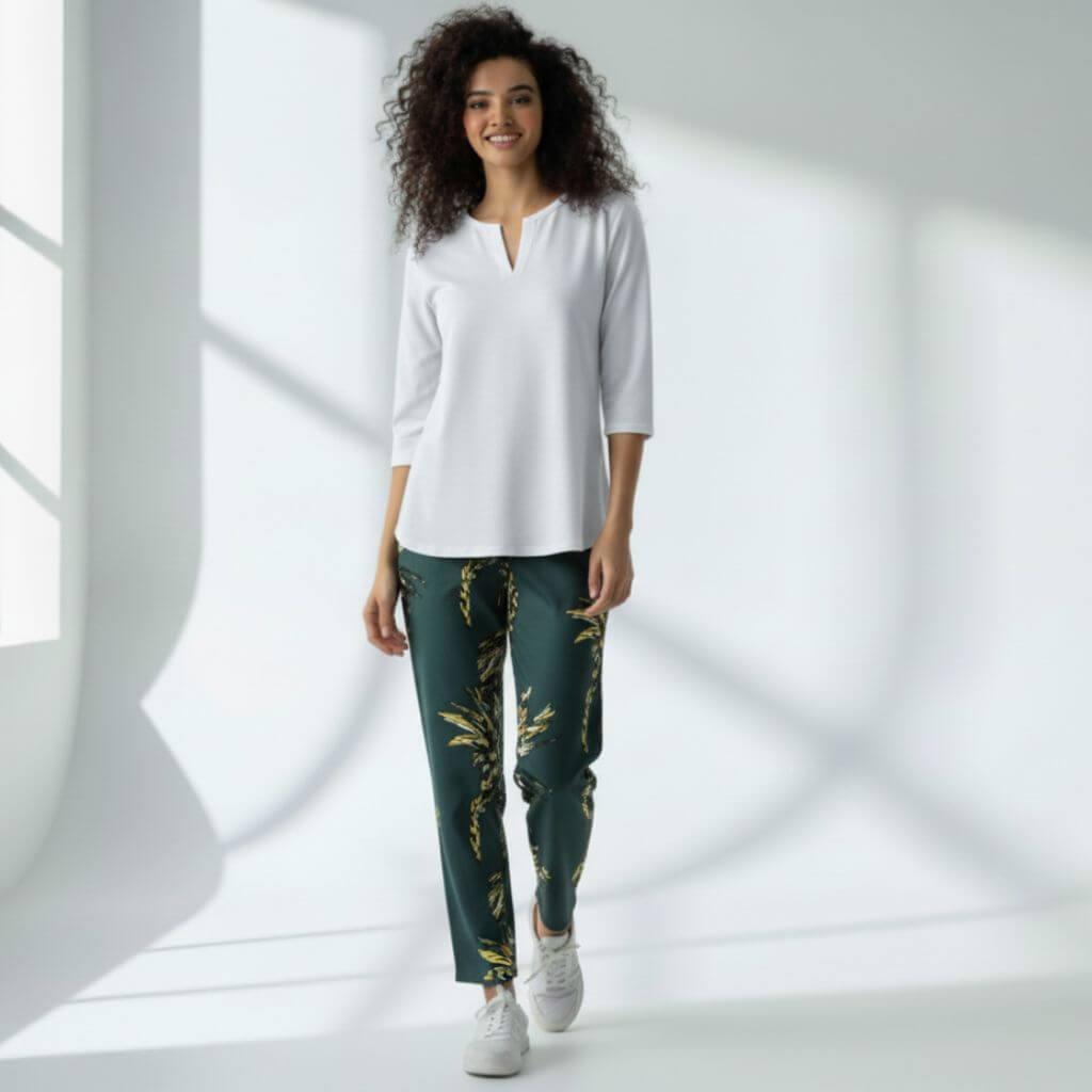 The Tropical Leaf Green Tapered Straight Fit Pant