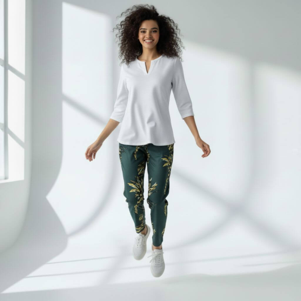 The Tropical Leaf Green Tapered Straight Fit Pant