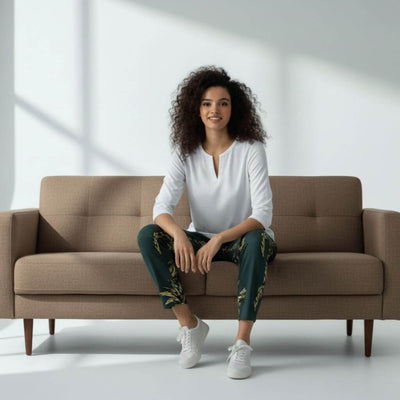 The Tropical Leaf Green Tapered Straight Fit Pant