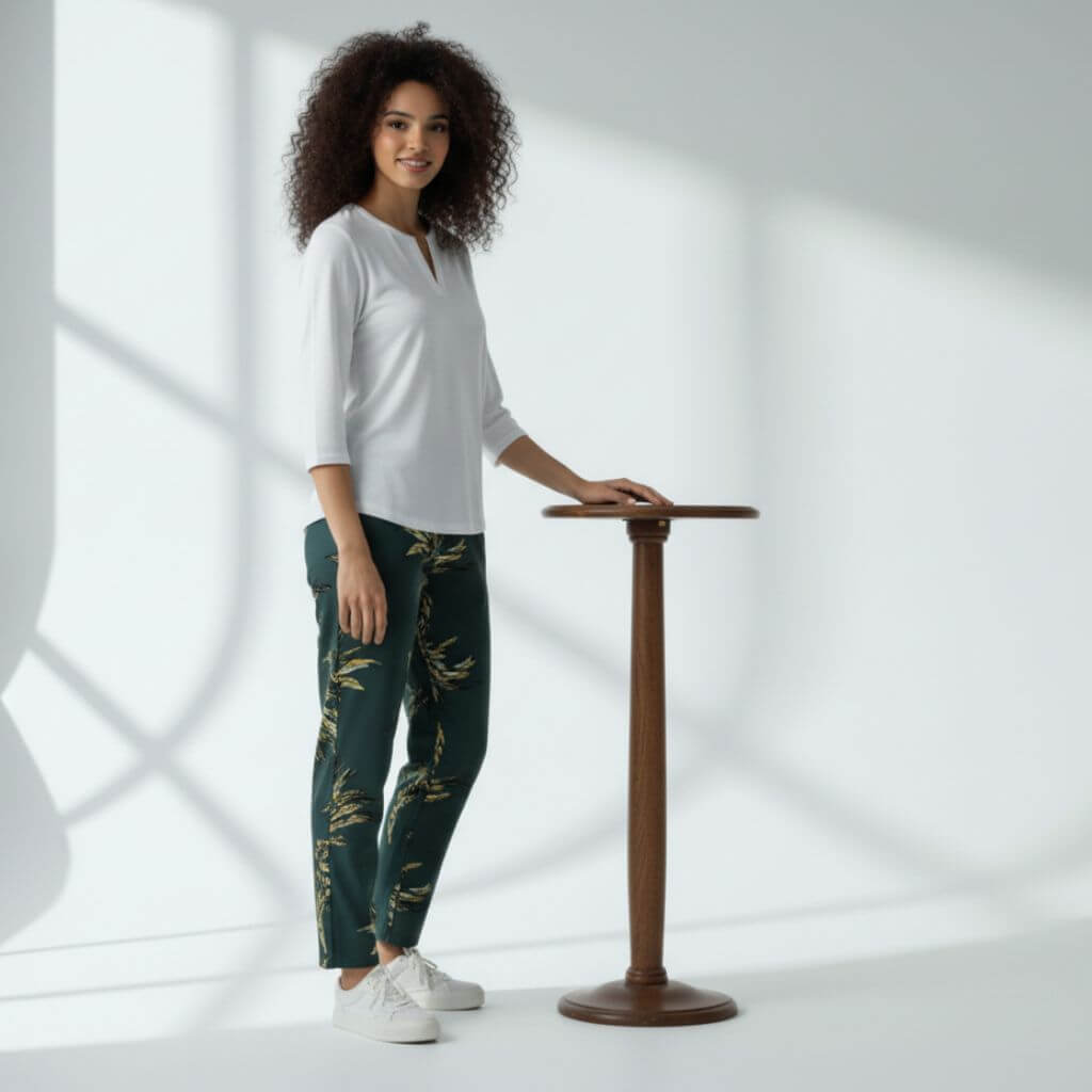 The Tropical Leaf Green Tapered Straight Fit Pant