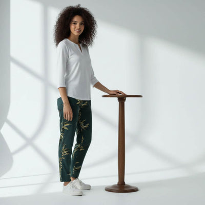 The Tropical Leaf Green Tapered Straight Fit Pant