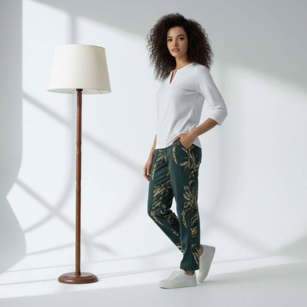 The Tropical Leaf Green Tapered Straight Fit Pant