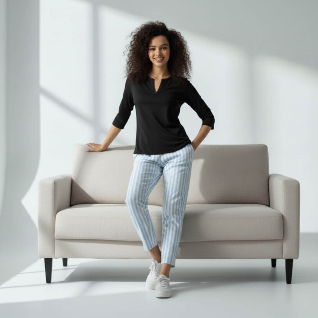 The Vertical Stripes Tapered Straight Fit Pant