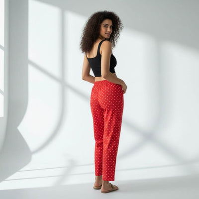 The Polka Red Tapered Straight Fit Pant