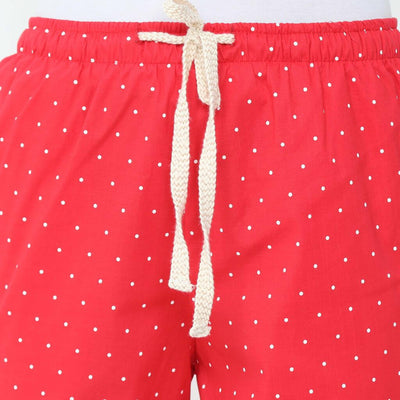 The Polka Red Tapered Straight Fit Pant