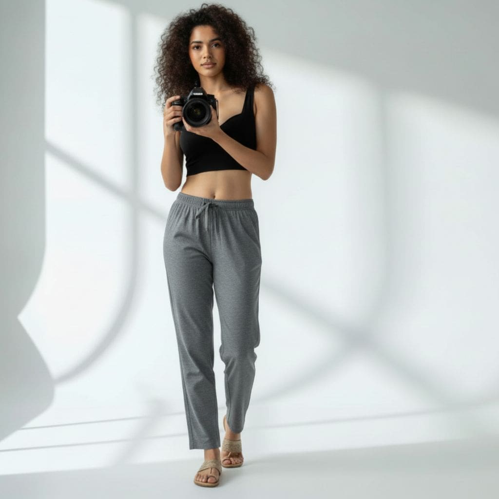 The Matte Chambray Tapered Straight Fit Pant