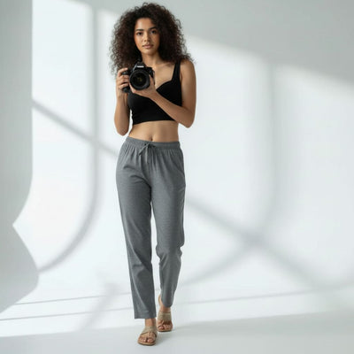 The Matte Chambray Tapered Straight Fit Pant