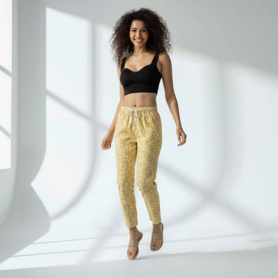 The Floral Yellow Viscose Tapered Straight Fit Pant