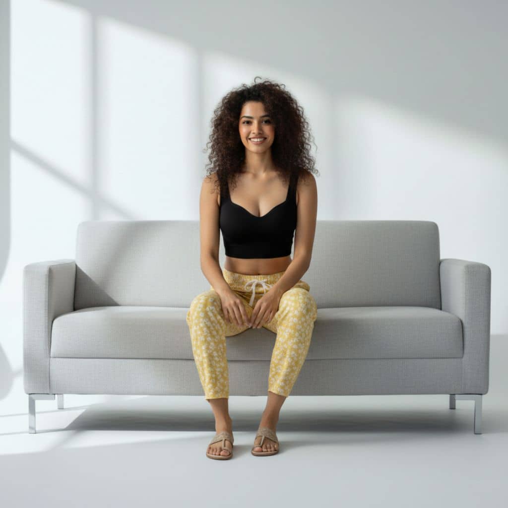 The Floral Yellow Viscose Tapered Straight Fit Pant