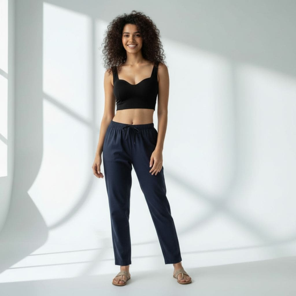 The Solid Dark Blue Tapered Straight Fit Pant