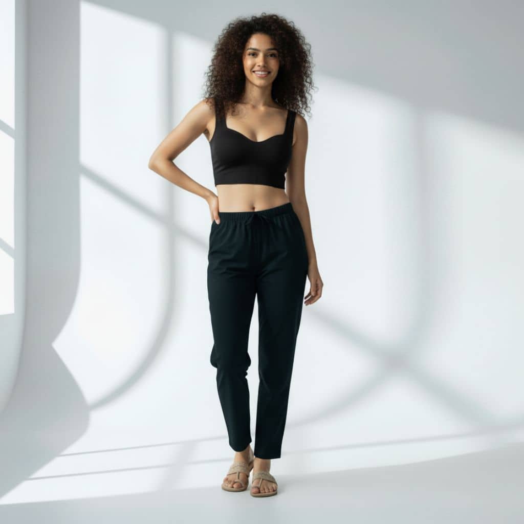 The Solid Dark Green Tapered Straight Fit Pant