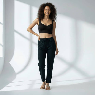 The Solid Dark Green Tapered Straight Fit Pant