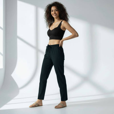 The Solid Dark Green Tapered Straight Fit Pant