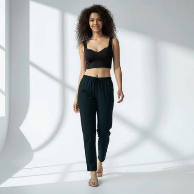 The Solid Dark Green Tapered Straight Fit Pant