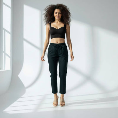 The Solid Dark Green Tapered Straight Fit Pant