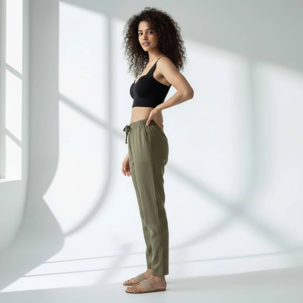 The Solid Olive Viscose Tapered Straight Fit Pant